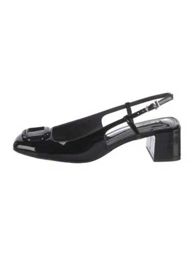 Pre-owned Larroude Patent Leather Slingback Pumps In Black