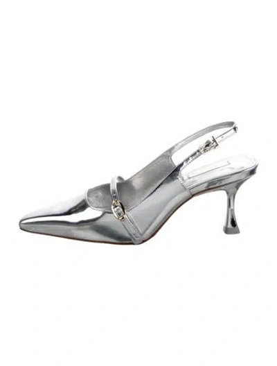 Pre-owned Larroude Patent Leather Slingback Pumps In Black/silver