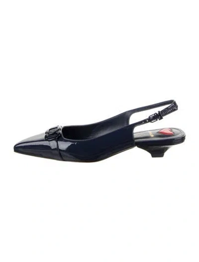Pre-owned Larroude Patent Leather Slingback Pumps In Blue