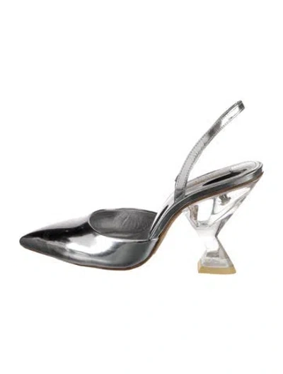 Pre-owned Larroude Patent Leather Slingback Pumps In Clear/silver