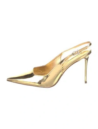 Pre-owned Larroude Patent Leather Slingback Pumps In Gold