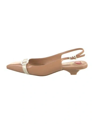 Pre-owned Larroude Patent Leather Slingback Pumps In Neutral