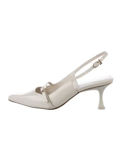 Pre-owned Larroude Patent Leather Slingback Pumps In Neutrals