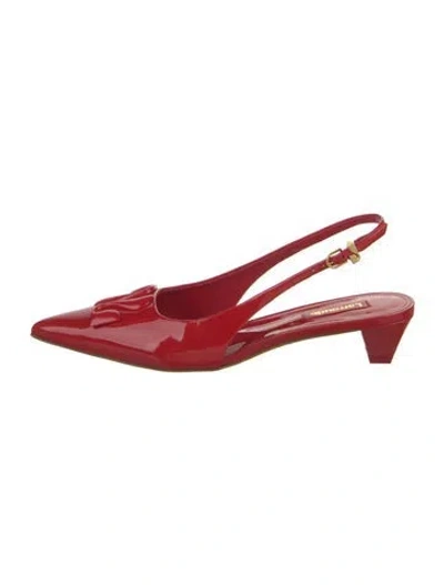Pre-owned Larroude Patent Leather Slingback Pumps In Red