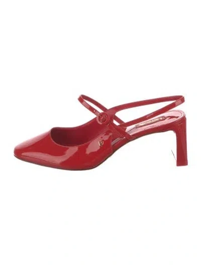 Pre-owned Larroude Patent Leather Slingback Pumps In Red