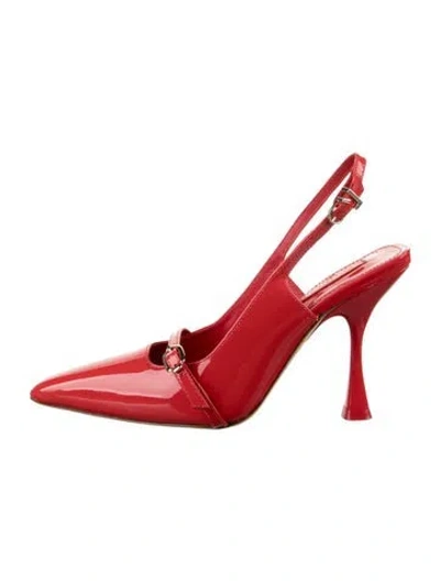 Pre-owned Larroude Patent Leather Slingback Pumps In Red