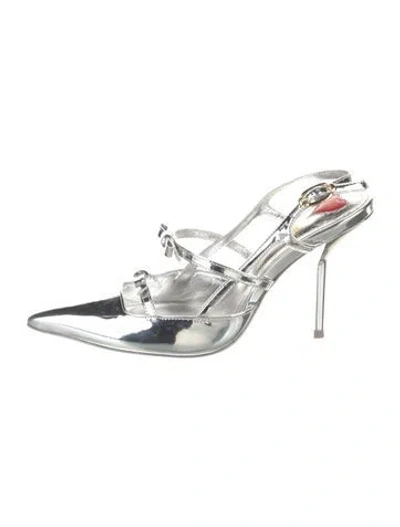 Pre-owned Larroude Patent Leather Slingback Pumps In Silver