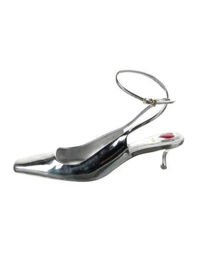 Pre-owned Larroude Patent Leather Slingback Pumps In Silver