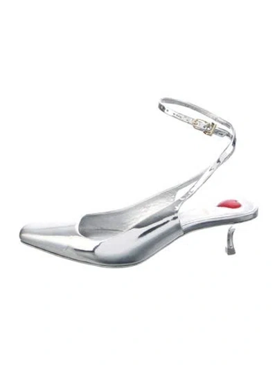 Pre-owned Larroude Patent Leather Slingback Pumps In Silver