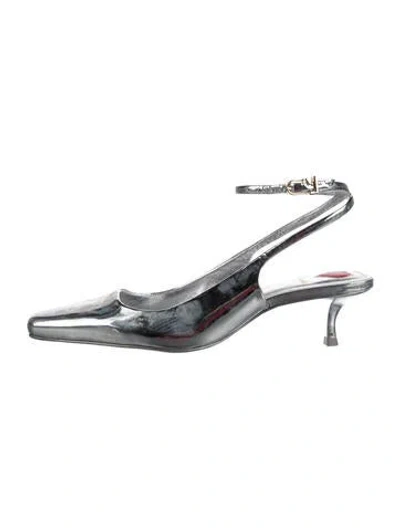 Pre-owned Larroude Patent Leather Slingback Pumps In Silver