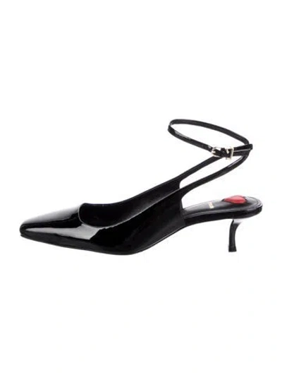 Pre-owned Larroude Patent Leather Slingback Pumps W/ Tags In Black