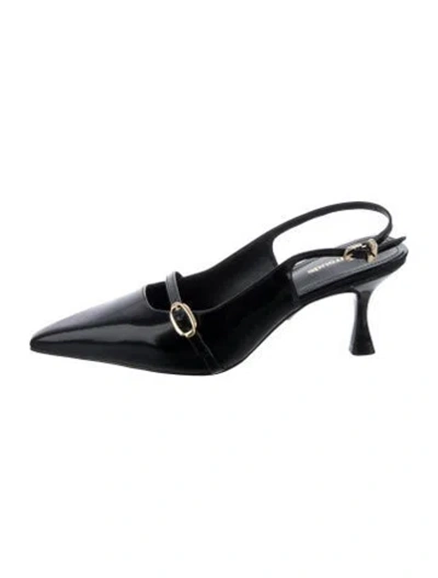 Pre-owned Larroude Patent Leather Slingback Pumps W/ Tags In Black