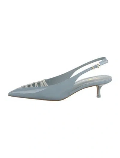 Pre-owned Larroude Patent Leather Slingback Pumps W/ Tags In Blue