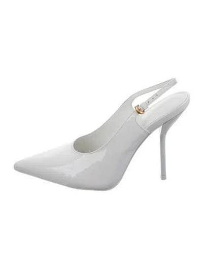 Pre-owned Larroude Patent Leather Slingback Pumps In White