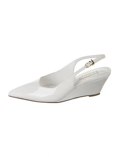 Pre-owned Larroude Patent Leather Slingback Pumps In White