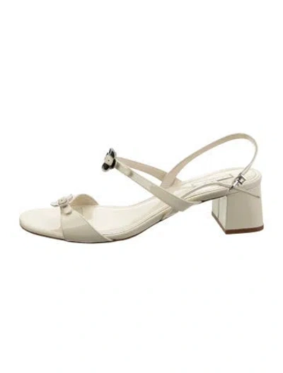 Pre-owned Larroude Patent Leather Slingback Sandals In Gold