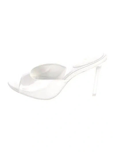 Pre-owned Larroude Patent Leather Slingback Sandals In White