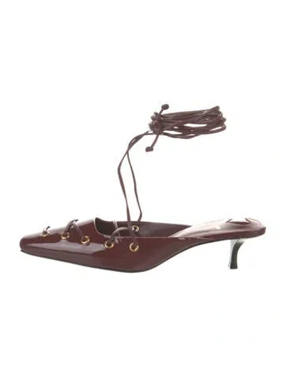 Pre-owned Larroude Patent Leather T-strap Pumps W/ Tags In Burgundy