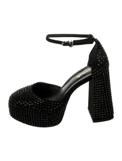 Pre-owned Larroude Patterned Crystal Embellishments D'orsay Pumps In Black