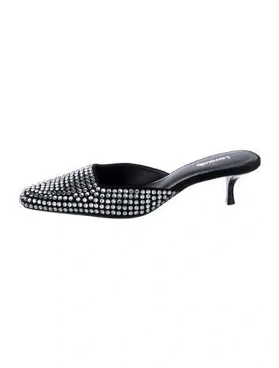 Pre-owned Larroude Patterned Crystal Embellishments Mules In Black