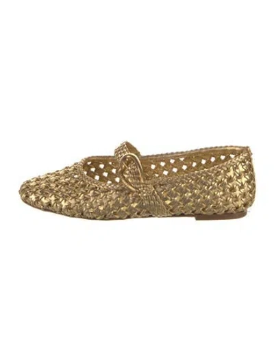 Pre-owned Larroude Patterned Mary Jane Flats In Gold/metallic