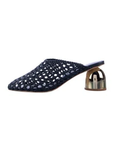 Pre-owned Larroude Patterned Mules In Blue