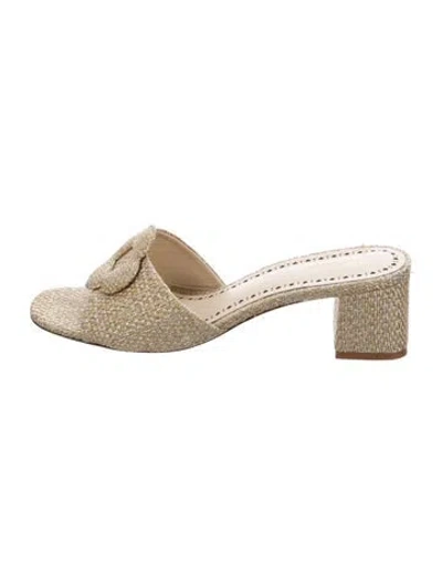 Pre-owned Larroude Patterned Slides In Metallic/neutrals