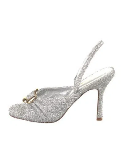 Pre-owned Larroude Patterned Slingback Sandals