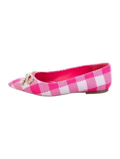 Pre-owned Larroude Plaid Print Ballet Flats In Pink