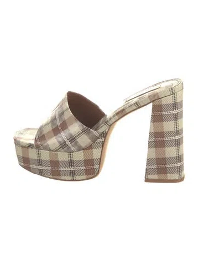 Pre-owned Larroude Plaid Print Sandals In Neutrals