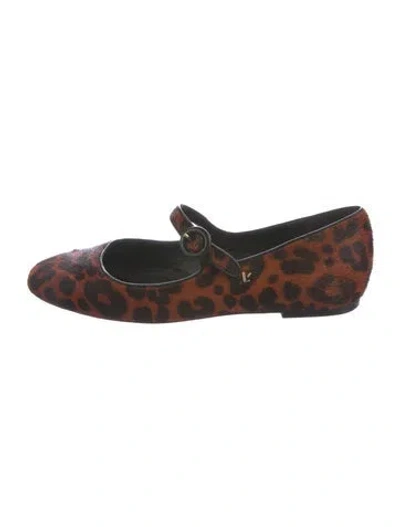 Pre-owned Larroude Ponyhair Animal Print Slides In Orange