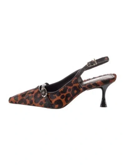 Pre-owned Larroude Ponyhair Animal Print Slingback Pumps In Transparent