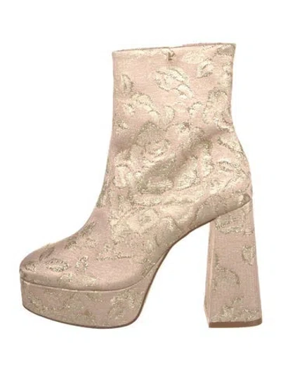 Pre-owned Larroude Printed Glitter Accents Boots In Pink
