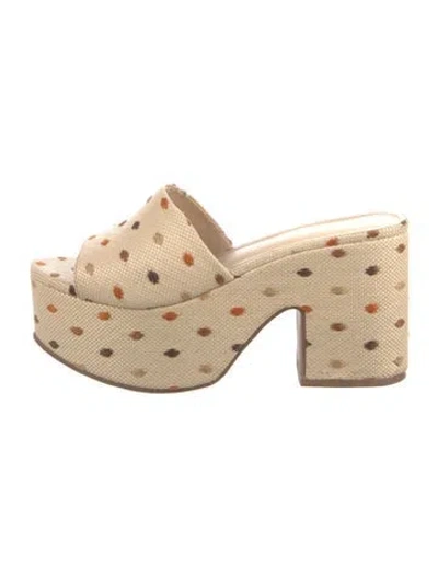 Pre-owned Larroude Printed Mules In Neutral