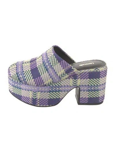 Pre-owned Larroude Printed Mules In Purple