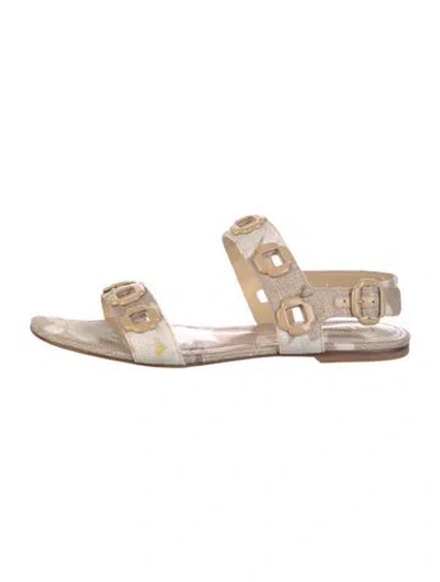 Pre-owned Larroude Printed Sandals In Gold