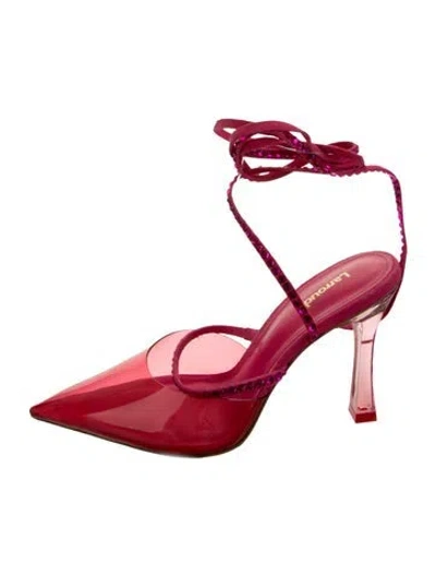 Pre-owned Larroude Pvc Crystal Embellishments Pumps In Red