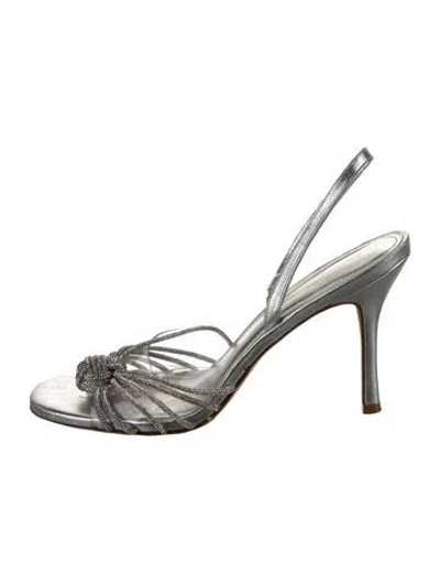 Pre-owned Larroude Pvc Crystal Embellishments Slingback Sandals