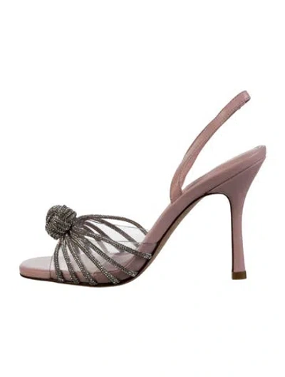 Pre-owned Larroude Pvc Crystal Embellishments Slingback Sandals In Transparent