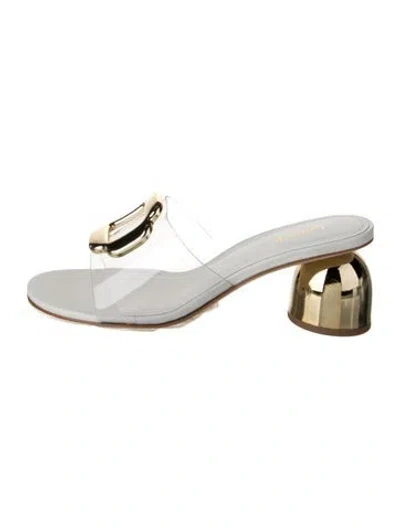 Pre-owned Larroude Pvc Cutout Accent Slides In White