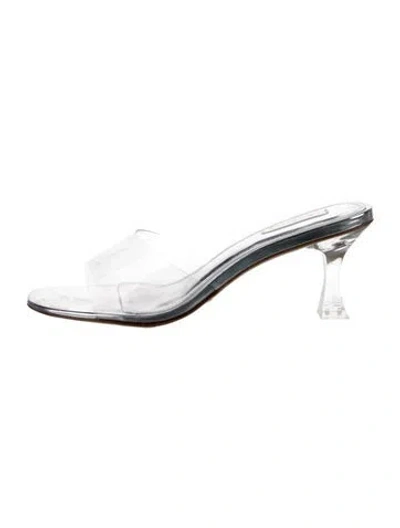 Pre-owned Larroude Pvc Slides In Metallic/silver