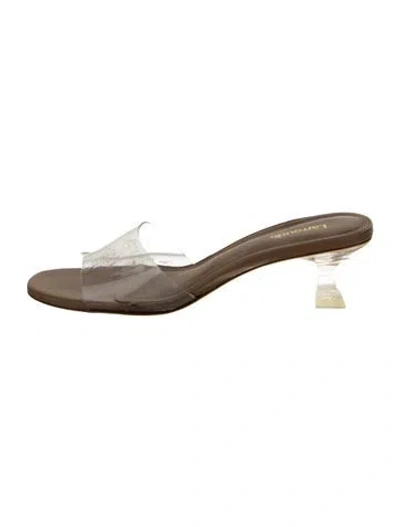 Pre-owned Larroude Pvc Slides In Neutral