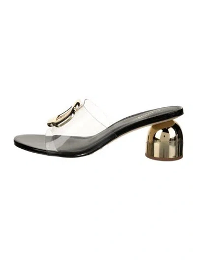 Pre-owned Larroude Pvc Slides In Silver