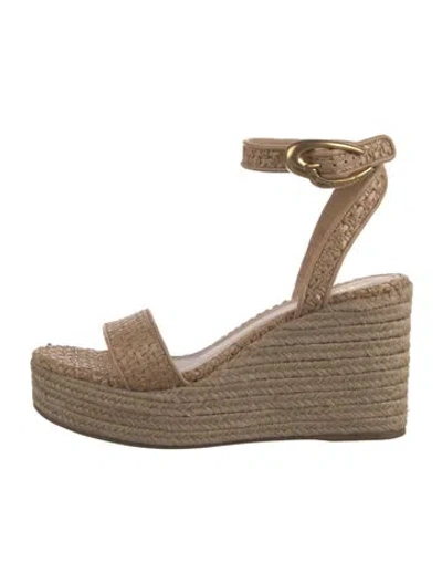 Pre-owned Larroude Raffia Braided Accents Espadrilles In Neutrals