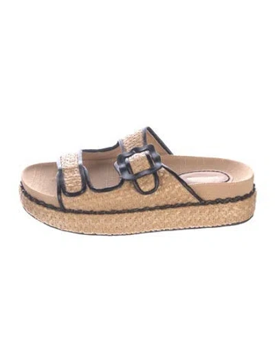 Pre-owned Larroude Raffia Colorblock Pattern Espadrilles In Neutral