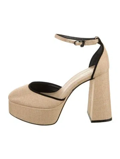 Pre-owned Larroude Raffia D'orsay Pumps In Neutral