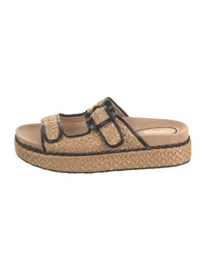 Pre-owned Larroude Raffia Espadrilles In Neutral
