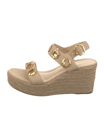 Pre-owned Larroude Raffia Espadrilles In Neutral