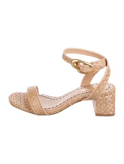 Pre-owned Larroude Raffia Espadrilles In Neutral