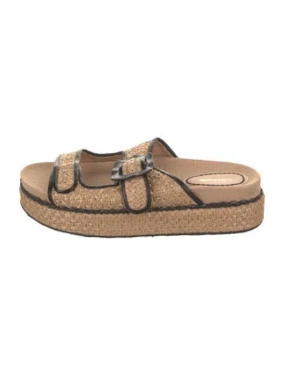 Pre-owned Larroude Raffia Espadrilles In Neutral